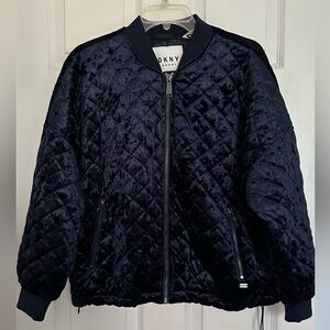 DKNY Sport Crushed Velvet Quilted Dolman Sleeve Coat